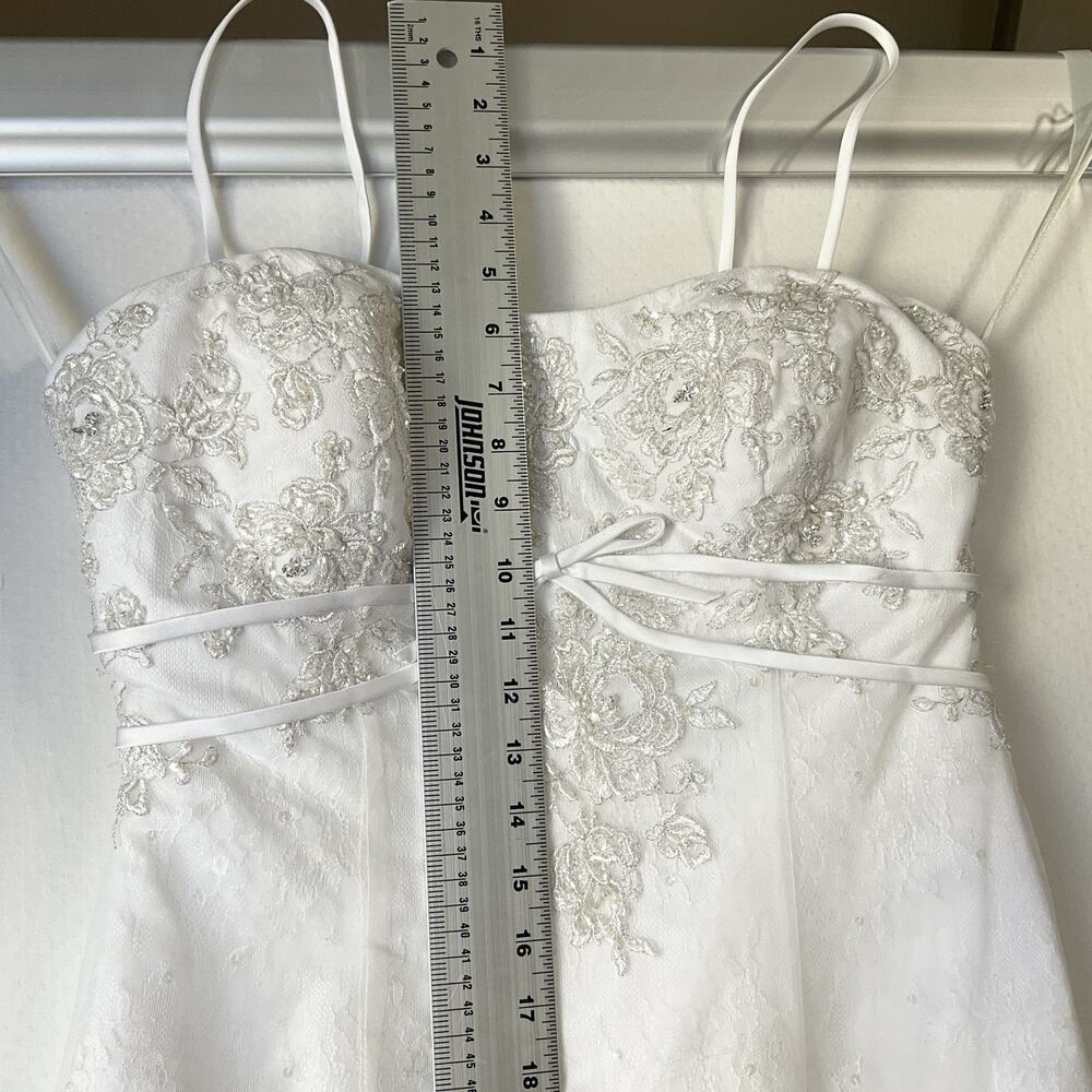 David’s Bridal Women Dress 12 White Rayon Floral A-Line SY9501 Wedding Embroided - Picture 7 of 16